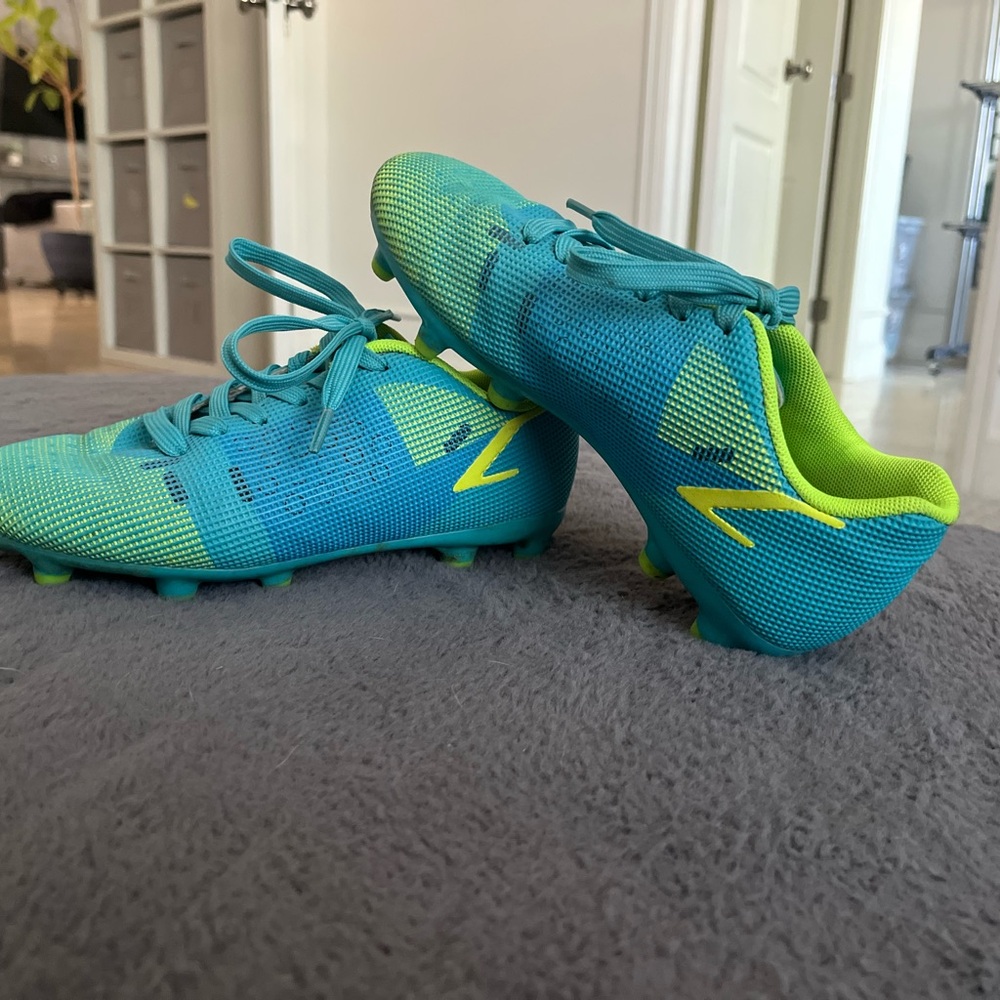 Kids Blue and Green Soccer Cleats
